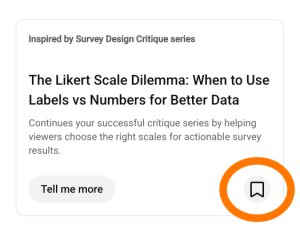 screenshot of Ask Studio suggestion with bookmark icon circled in orange